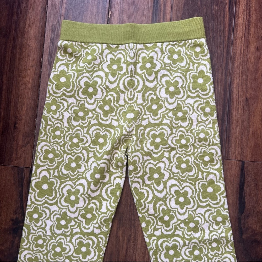 TWIK x Jack.org Floral Knit Flared Pants – Green & White – Size L - Picture 4 of 12